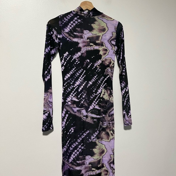 Daisy Street Long Sleeve Bodycon Maxi Dress – Women’s Small Black Purple Tie-Dye - Picture 3 of 8